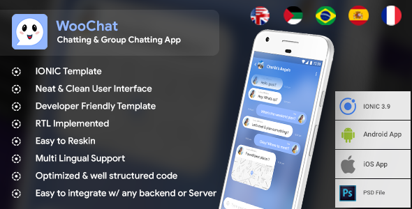 Modern Chat & Group Chatting Android + iOS App Template | HTML + Css IONIC 3 | WooChat