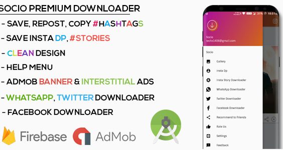 Socio - Premium Social Downloader with Admob