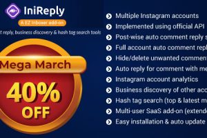 IniReply:A EZ Inboxer Addon–Auto Reply of Comment, Business Discovery & HashTag Search for Instagram
