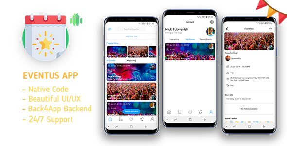 Eventus - Create Your Own Events | Android Studio/Back4App/Firebase