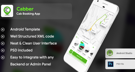 Cab Booking Android App Native Template for Both Passenger and Driver (XML Code)  | Cabber