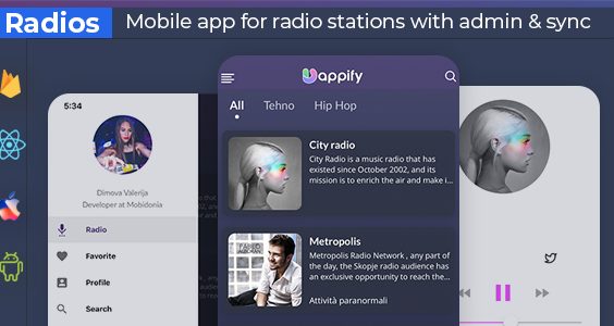 UniExpo - radio stations app + backend (React native + Expo )