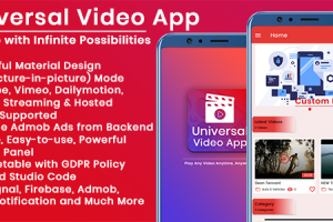 Universal Video app : 5 Apps in one with Admin Panel