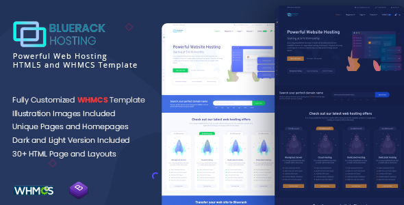 Bluerack - Modern and Professional Hosting Template with WHMCS