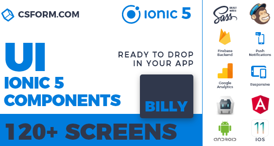 Billy | Ionic 5 / Angular 8 UI Theme / Template App | Multipurpose Starter App