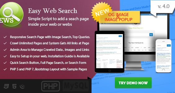 Easy Web Search - PHP Search Engine with Image Search and Crawling System