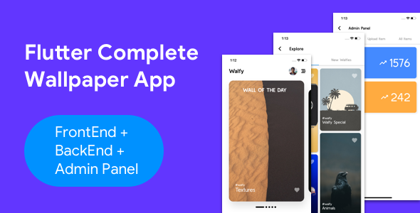 Flutter Wallpaper App - Frontend+ Backend+ Admin Panel (Full App)