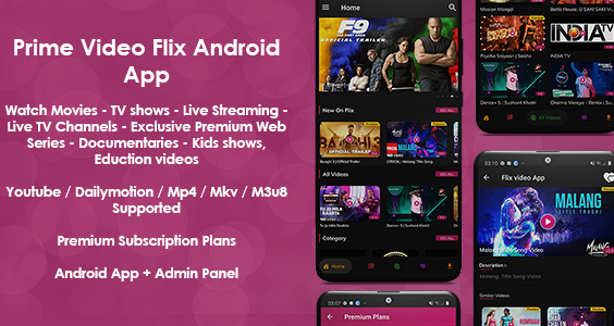 Prime Video Flix App: Movies - Shows - Live Streaming - TV - Web Series - Premium Subscription Plan