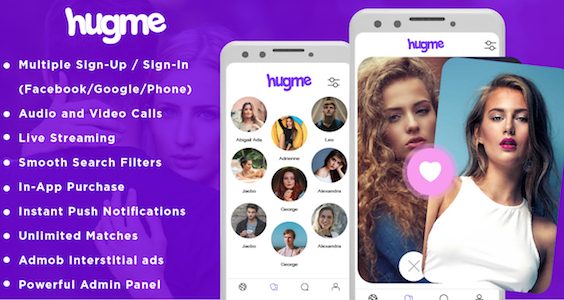Hugme - Android Native Dating App with Audio Video Calls and Live Streaming