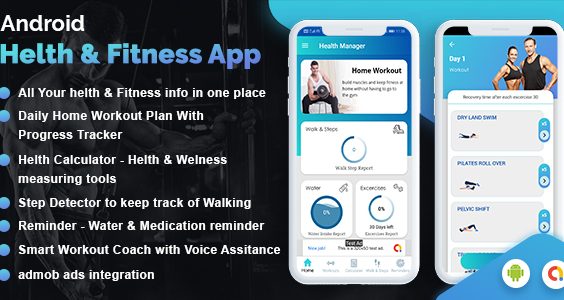 Workout Manager & Health Calculator for Fitness ( Water medicine reminder & pedometer )