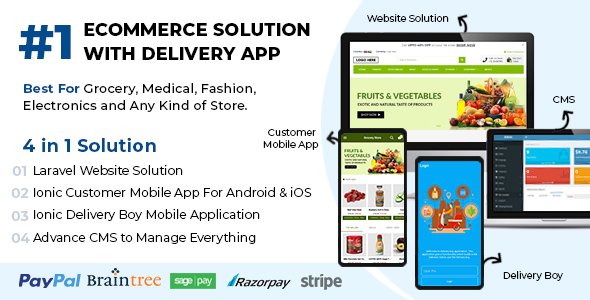 Best Ecommerce Solution with Delivery App For Grocery, Food, Pharmacy, Any Stores / Laravel + IONIC5