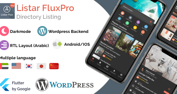 Listar FluxPro - mobile directory listing app for Flutter & Wordpress