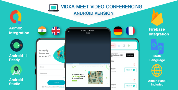 VIDXA MEET – Free Video Conferencing & Audio Conferencing App | Zoom Clone (Android + Admin Panel)
