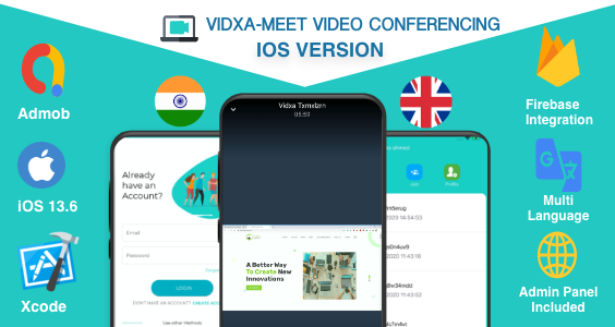 VIDXA MEET – Free Video Conferencing & Audio Conferencing App | Zoom Clone (iOS + Admin Panel)