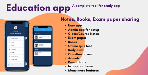 Education app with quiz + notes + exam paper sharing (Android and iOS)
