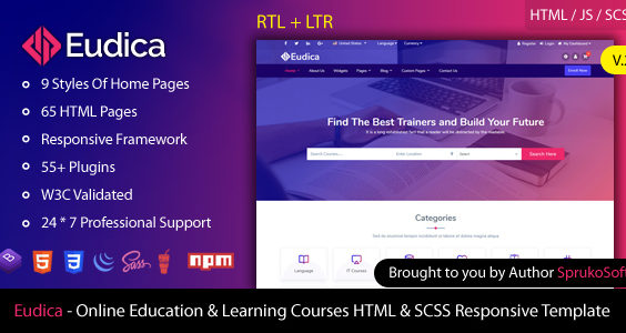Eudica – Online Education Courses HTML Template