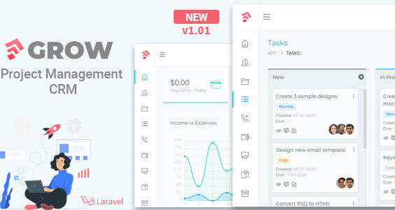 Grow - Project Management CRM With Invoicing Estimates Leads And Tasks
