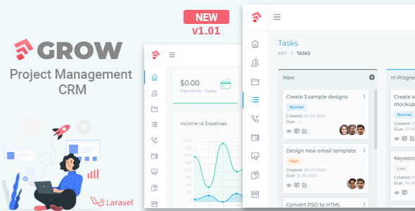 Grow - Project Management CRM With Invoicing Estimates Leads And Tasks