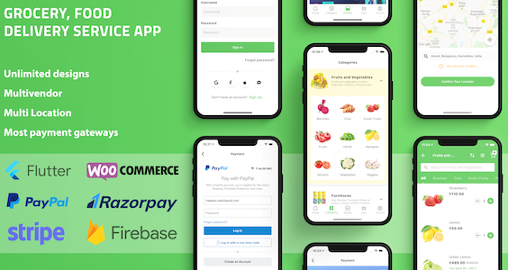 Grocery Food Delivery Service Flutter app for WooCommerce with Multivendor & Multi Location Features