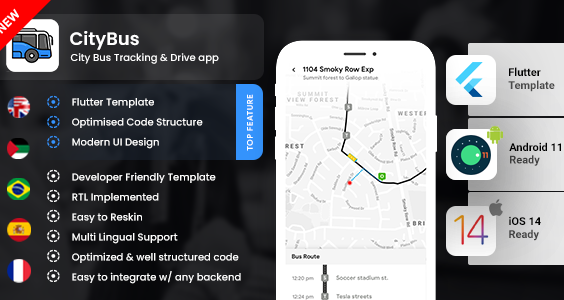 City Bus Tracking Android App Template & iOS App Template | Driver + Passenger | Flutter