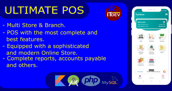Ultimate Point Of Sales (POS) complete package, Android and Online Store with rest api php mysql