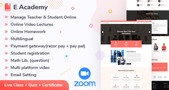 E- Academy - Online Learning Management System & live streaming classes (web)