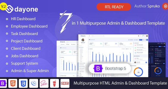 Dayone - Bootstrap 5 HRM, Employee & Project Admin Dashboard HTML Template