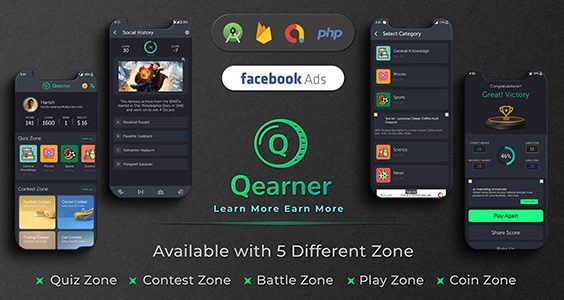 Qearner - Quiz App with Earning System + Admin Panel