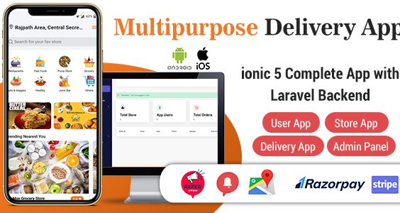 Food Delivery App - ionic 5 Complete App with Laravel Backend (User, Store & Driver App)