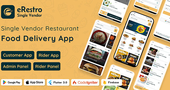 eRestro - Single Vendor Restaurant Flutter App | Food Ordering App with Admin Panel