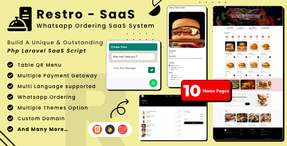 Restro SaaS - Multi Restaurant Online WhatsApp Food Ordering  System SaaS